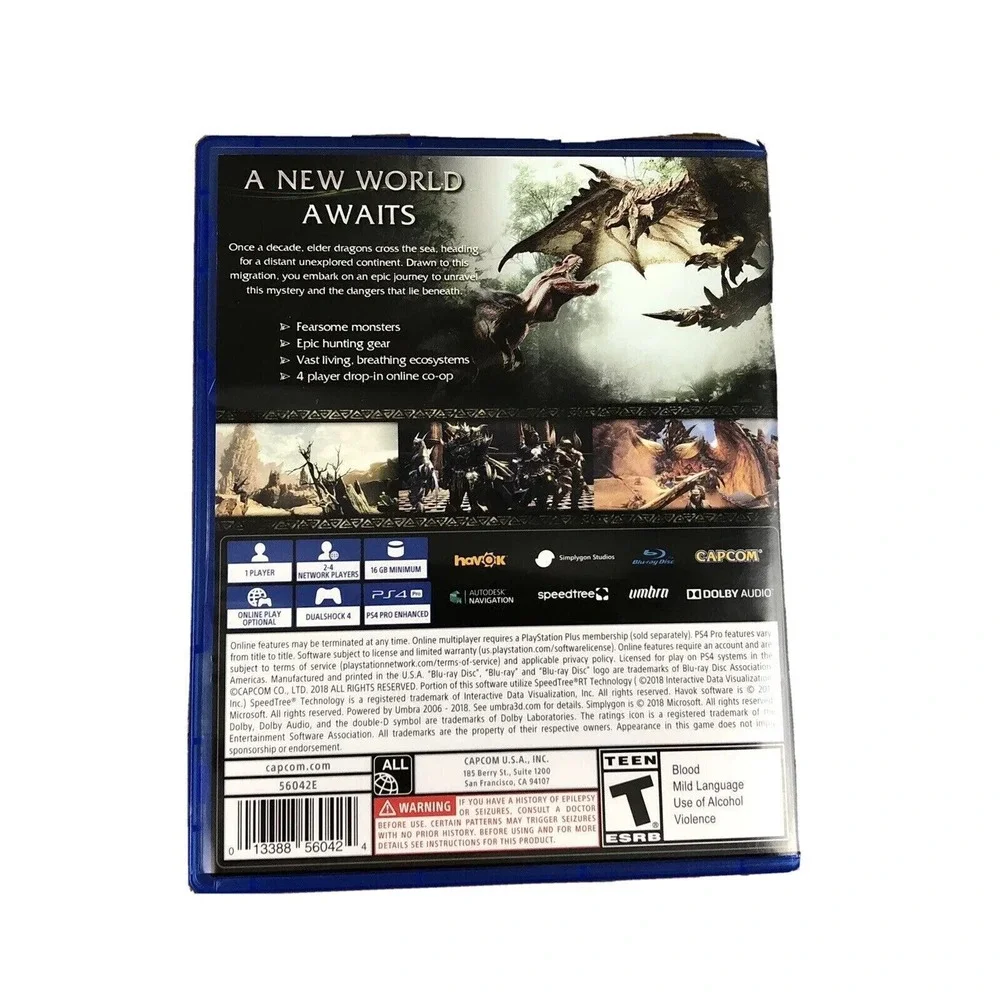 Monster‎ Hunter World PS4 Sony PlayStation 4 Capcom Hunting Shooting Video Game
